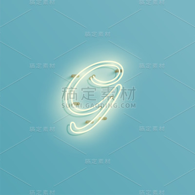 现实霓虹灯字符从字体，矢量插图