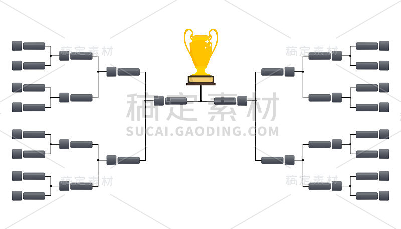 比赛支架模板。季后赛计划模板。创意设计大赛。空白锦标赛支架。矢量插图。