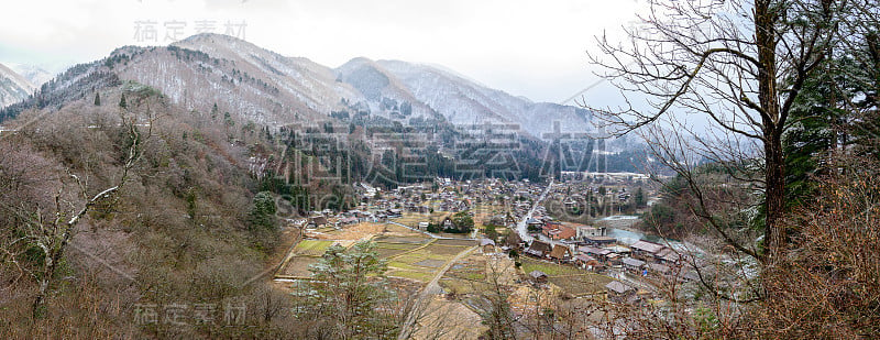 日本岐阜县小野区白川古村全景图