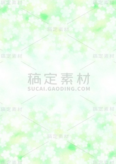新鲜的绿色植物和漂亮的花在日本纸上的插图