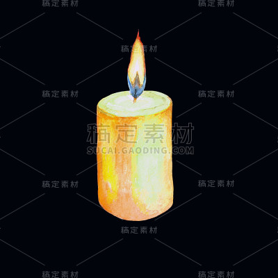 点燃蜡烛的水彩画。
