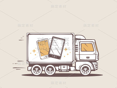 矢量图卡车免费和快速交付黑色和