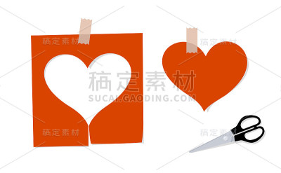 剪子和剪影的心从纸