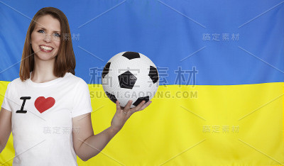 乌克兰国旗和女足球迷