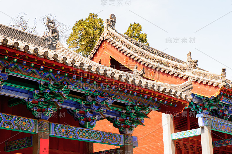 在正宗少林寺(少林寺)的宝塔，一个禅宗佛教寺庙。联合国教科文组织世界遗产