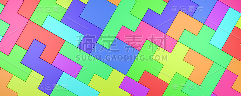 彩色方块组合，3D背景