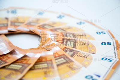 50、20、10和5欧元纸币上的白色背景