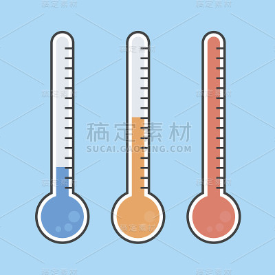 不同颜色的隔离温度计