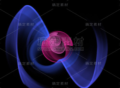 分形图案在黑色背景上的抽象插图