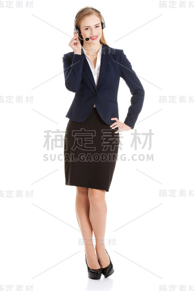 呼叫中心的漂亮的白人商务女性。