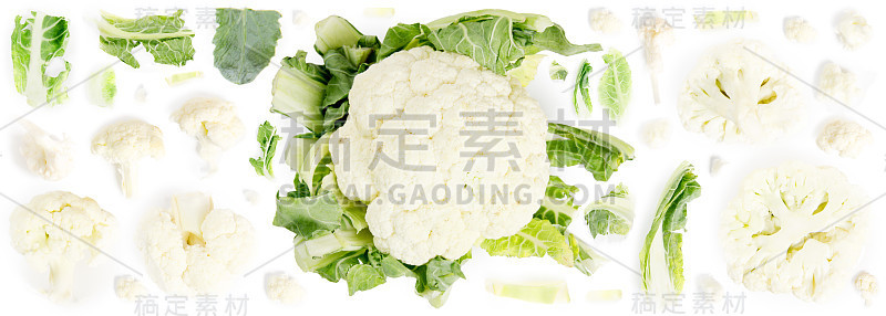花椰菜切片和叶收集