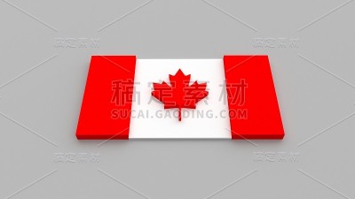 3D加拿大国旗的抽象背景为设计内容。3 d渲染。