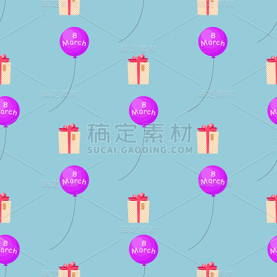 3月8日无缝模式与礼品盒矢量