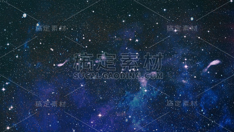 深空中的星云和星系。银河系中有恒星和宇宙尘埃