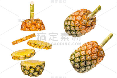 白色背景上的菠萝。