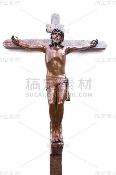 耶稣受难在白色的孤立