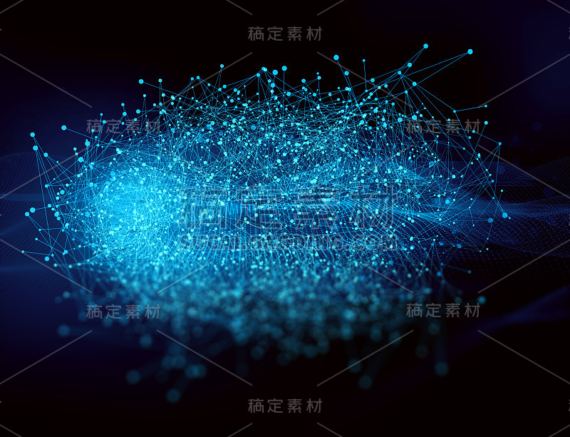 低多边形抽象背景与连接线和点