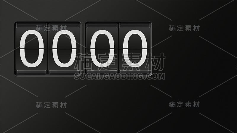 经典的翻盖钟表表面显示00:00与黑色背景上的白色数字