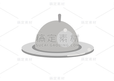 餐厅侍者手里拿着钟形钟。标志设计。股票向量