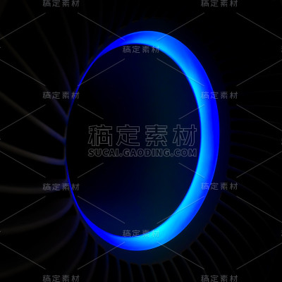 抽象的蓝色光环，黑色背景上的蓝色光环。