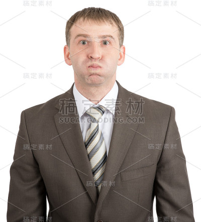 脸颊浮肿的商人
