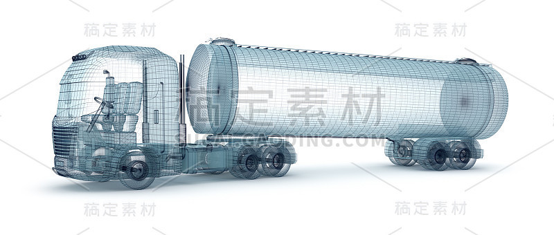 带货物集装箱的油罐车，钢丝型。我自己的设计