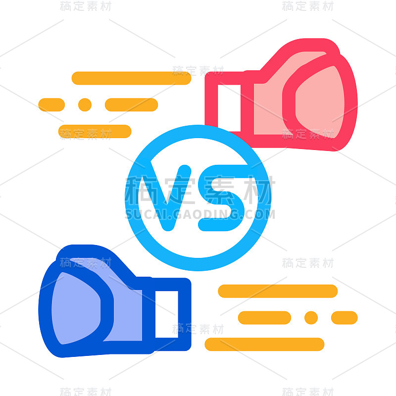 盒子战斗战斗图标矢量轮廓插图