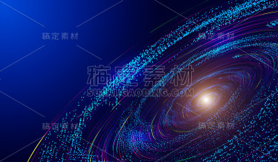 线、粒子流、宇宙涡旋、网络技术大数据背景。