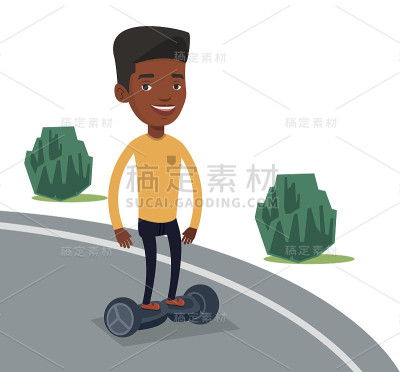 男人骑在自动平衡的电动车上