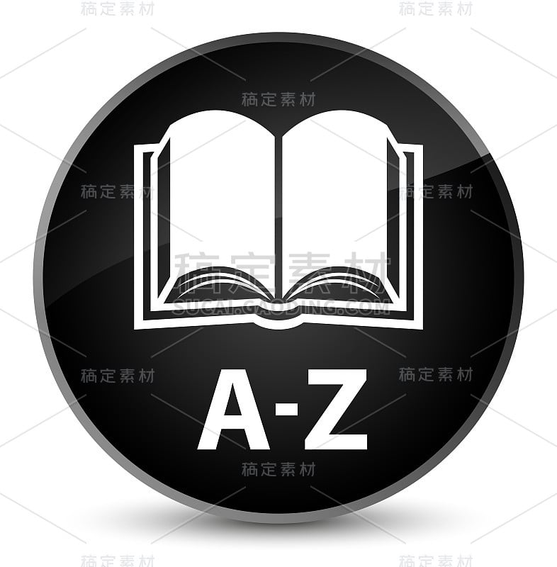 A-Z(书图标)优雅的黑色圆形按钮