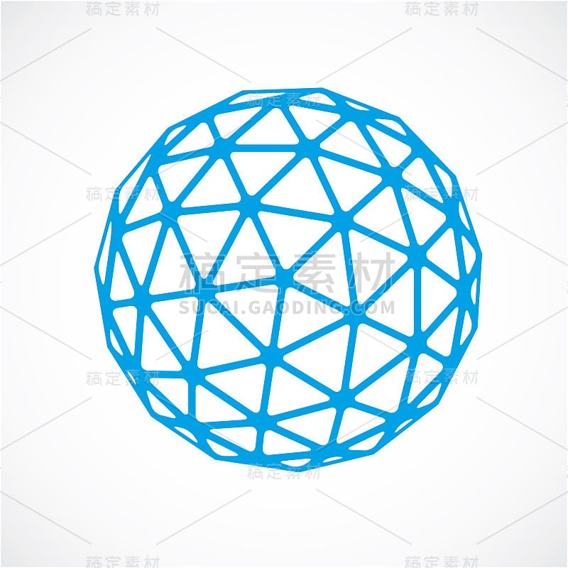 Dimensional vector blue low poly object, trigonome