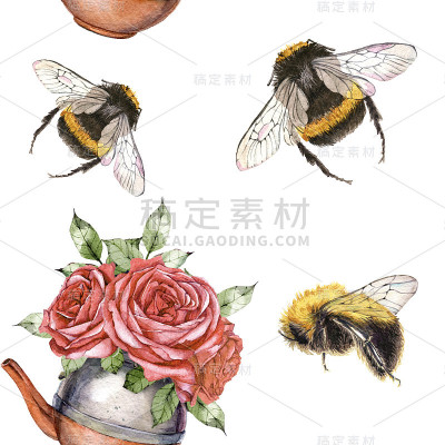 手绘水彩无缝图案
