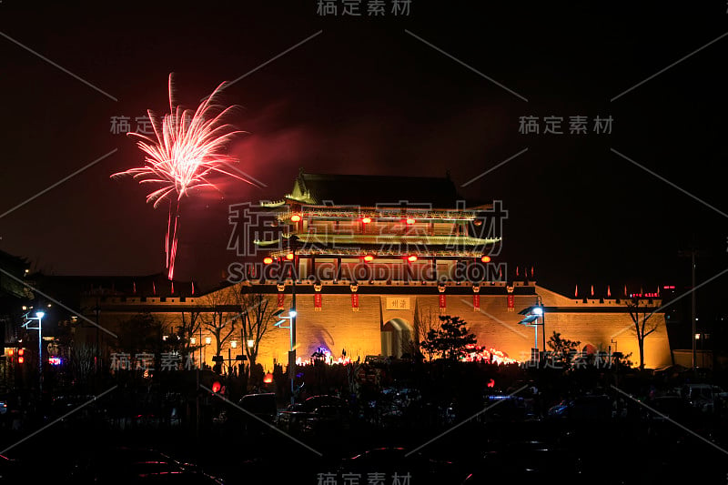 2015年3月5日，中国河北省滦县，滦州古城夜景