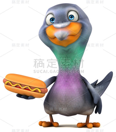 有趣的鸽子- 3D插图