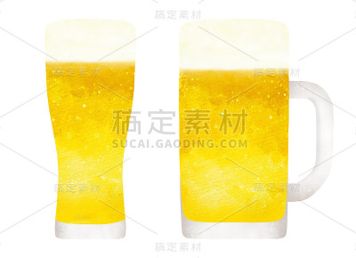 啤酒组水彩