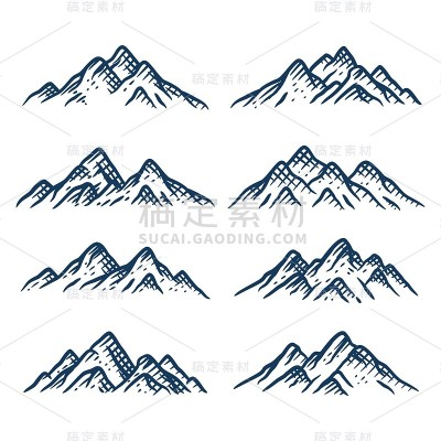 高山群峰集合手绘