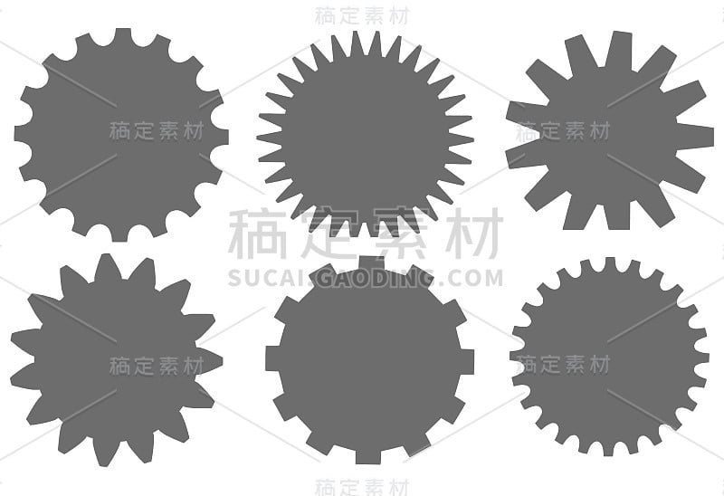 一组齿轮图标。高科技空白销售标签。技术的矢量图