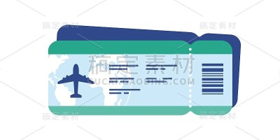 蓝色的机票或登机牌矢量图。