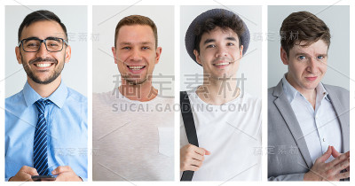一群乐观自信的年轻人看着镜头