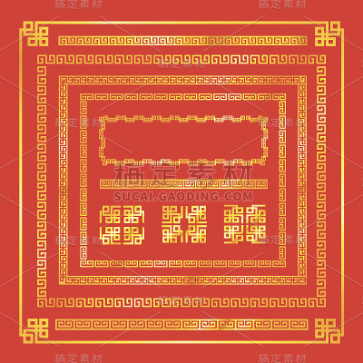 中式金边装饰元素为设计向量一
