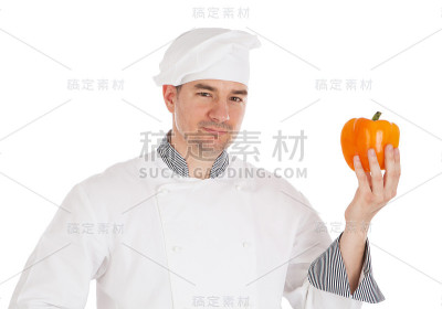 厨师拿着新鲜胡椒
