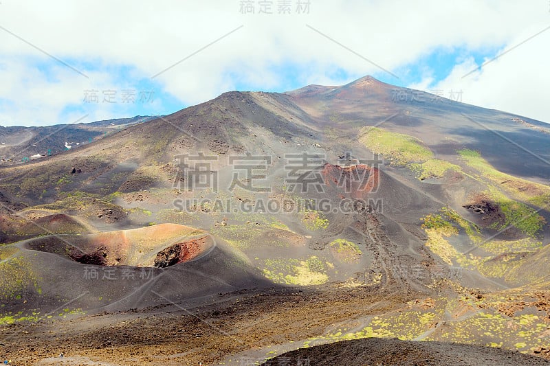 埃特纳火山和天空的印刷