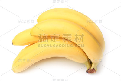 白色背景上分离的香蕉