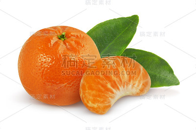 白底上有叶子的柑橘。