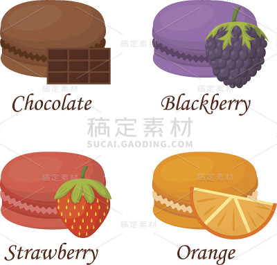 马卡龙蛋糕矢量插图