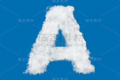 字母A字体形状元素组成的云在蓝色