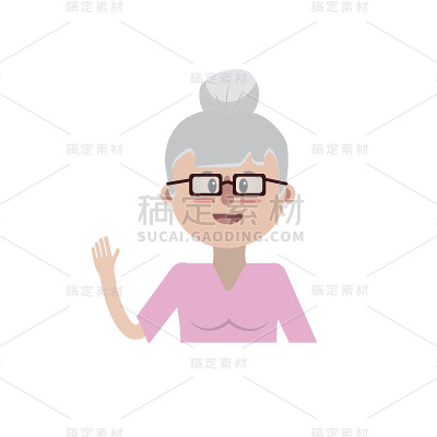 老妇人戴着眼镜，留着发型
