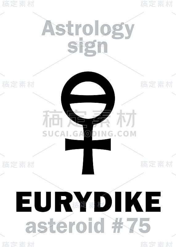 占星字母表:EURYDIKE (Eurydice)，小行星#75。象形文字符号(单符号)。