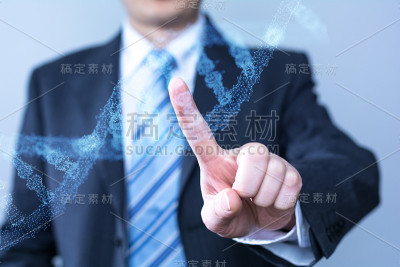 商人触摸虚拟屏幕与网络图标
