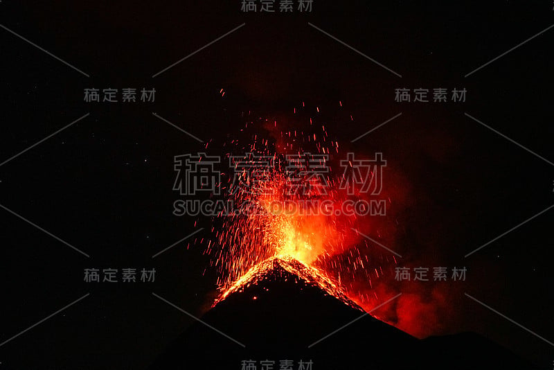 南美洲危地马拉阿卡特南戈火山喷发